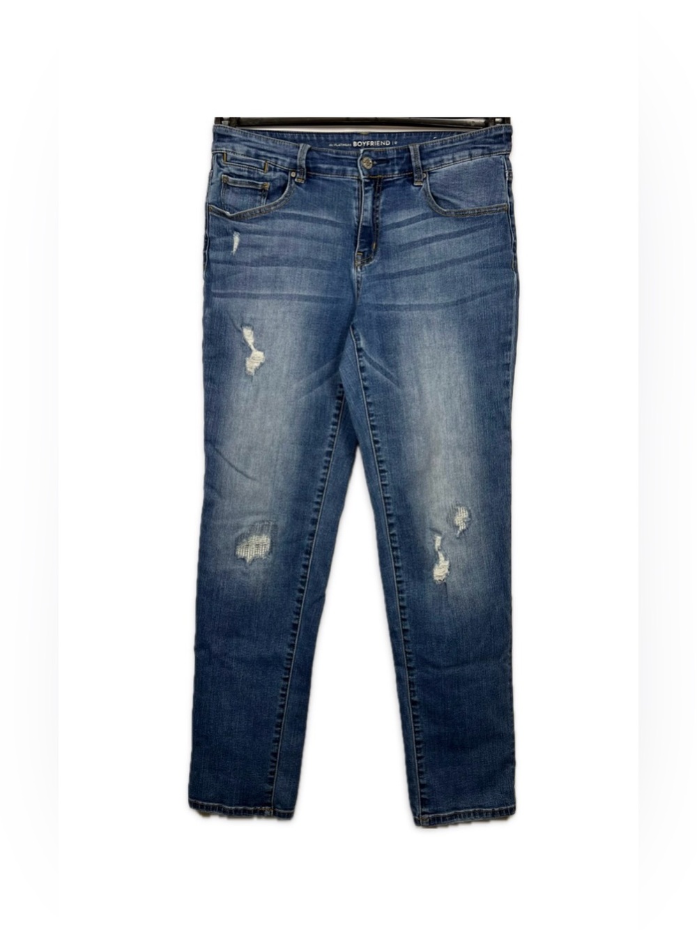 The Platinum by Chico’s Distressed Boyfriend Jeans Size 4 Blue Wash